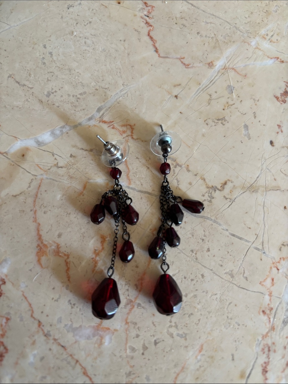 Red bead earrings